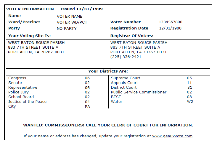 Voter Info Card example